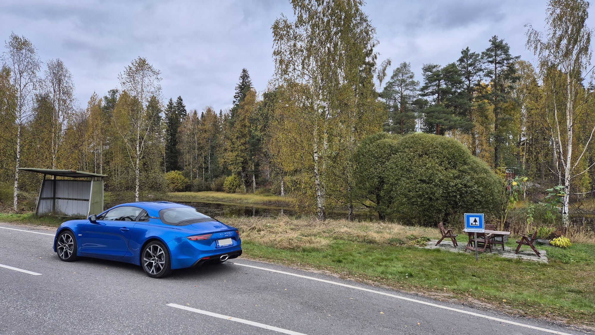 Alpine A110 on the road